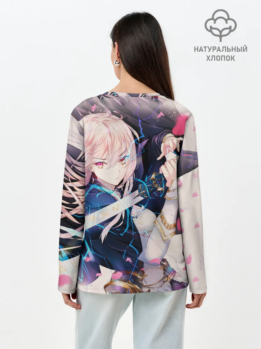 Лонгслив женский. Хлопок / Girl with katana