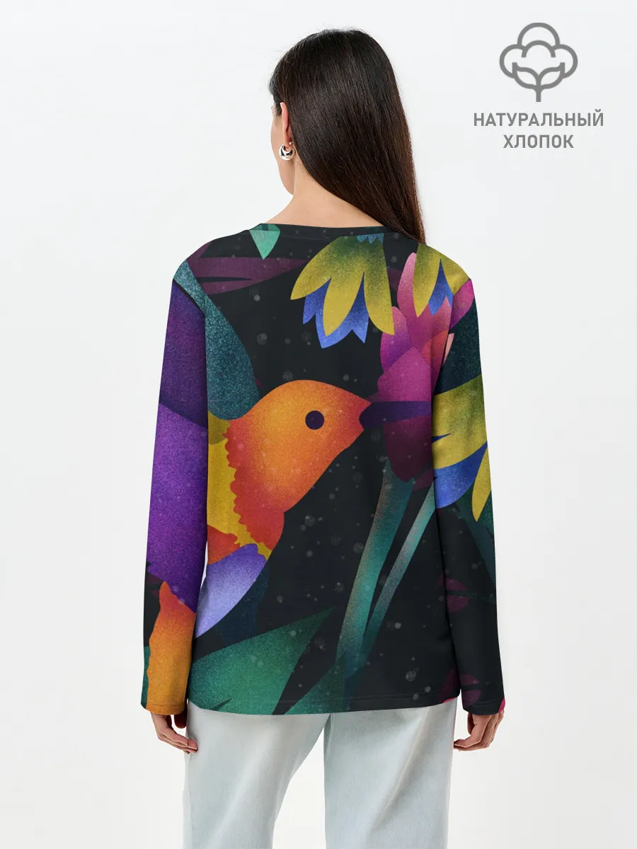 Лонгслив женский. Хлопок / Колибри