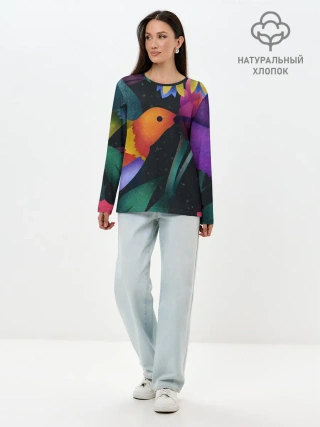 Лонгслив женский. Хлопок / Колибри