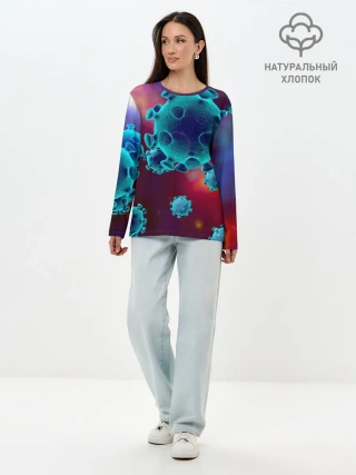 Лонгслив женский. Хлопок / Коронавирус