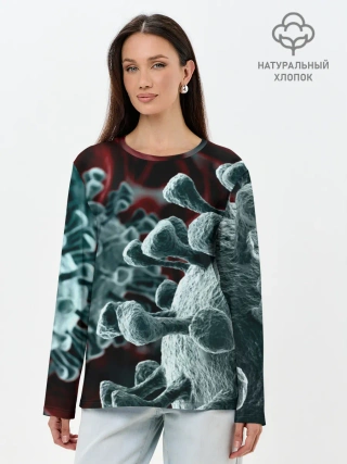 Лонгслив женский. Хлопок / Коронавирус