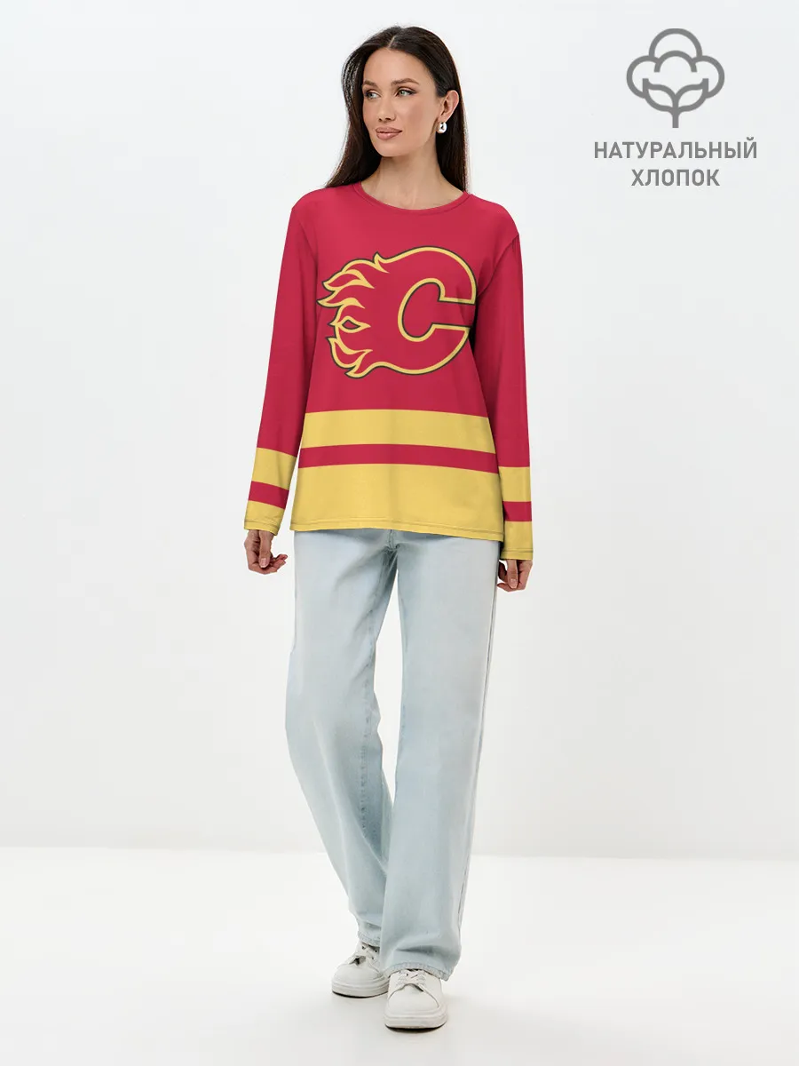 Лонгслив женский. Хлопок / Калгари Флэймз