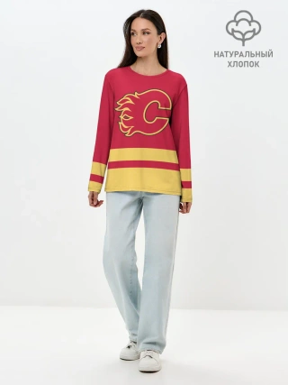 Лонгслив женский. Хлопок / Калгари Флэймз