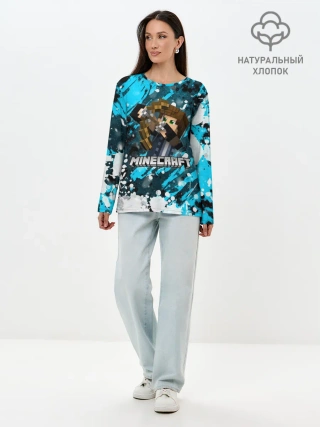 Лонгслив женский. Хлопок / Minecraft / Майнкрафт