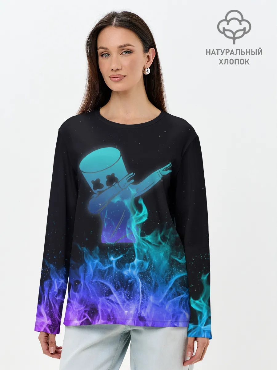 Лонгслив женский. Хлопок / Marshmello Fortnite