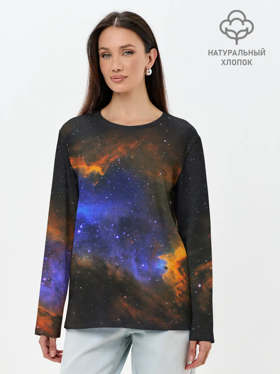 Лонгслив женский. Хлопок / ВСЕЛЕННАЯ ИЗ ЗВЕЗД