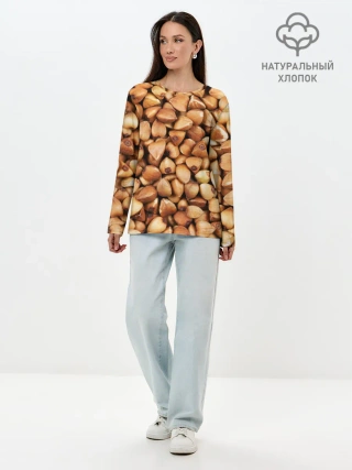 Лонгслив женский. Хлопок / Гречка