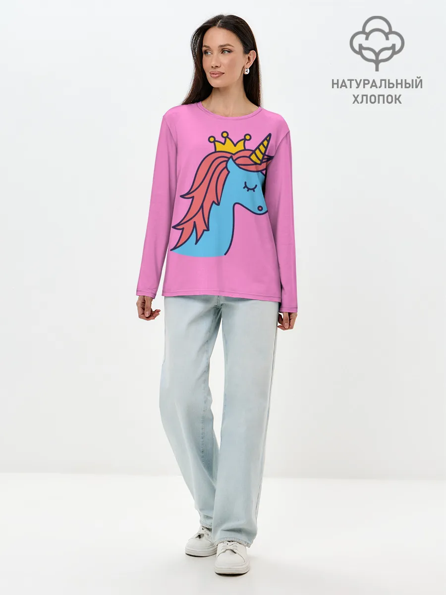 Лонгслив женский. Хлопок / Принцесса единорогов