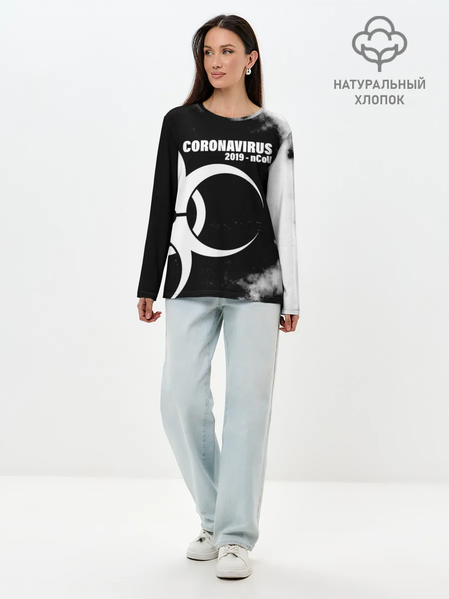 Лонгслив женский. Хлопок / Coronavirus 2019 - nCoV