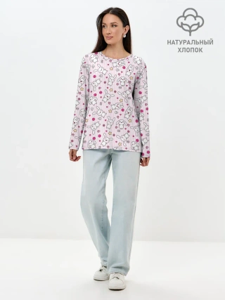 Лонгслив женский. Хлопок / Зайчики