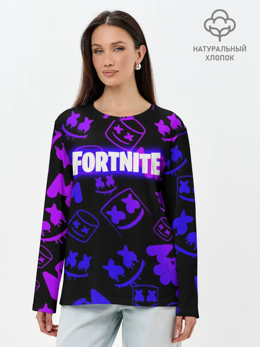 Лонгслив женский. Хлопок / FORTNITE MARSHMELLO