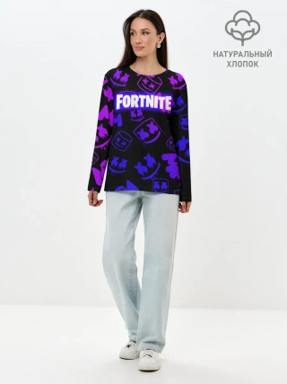 Лонгслив женский. Хлопок / FORTNITE MARSHMELLO