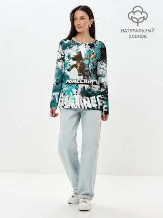 Лонгслив женский. Хлопок / Minecraft / Майнкрафт