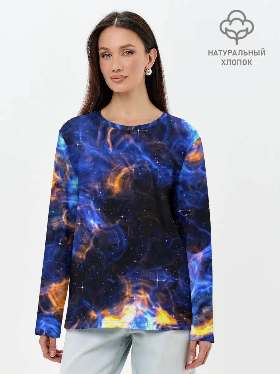 Лонгслив женский. Хлопок / Космос