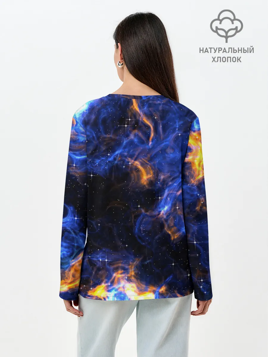 Лонгслив женский. Хлопок / Космос