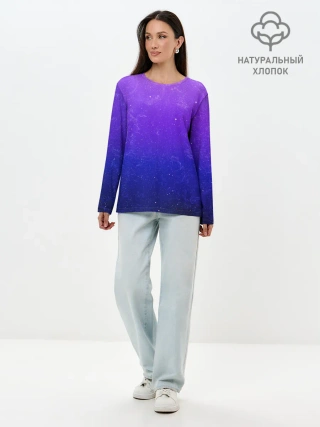 Лонгслив женский. Хлопок / Звёздное небо