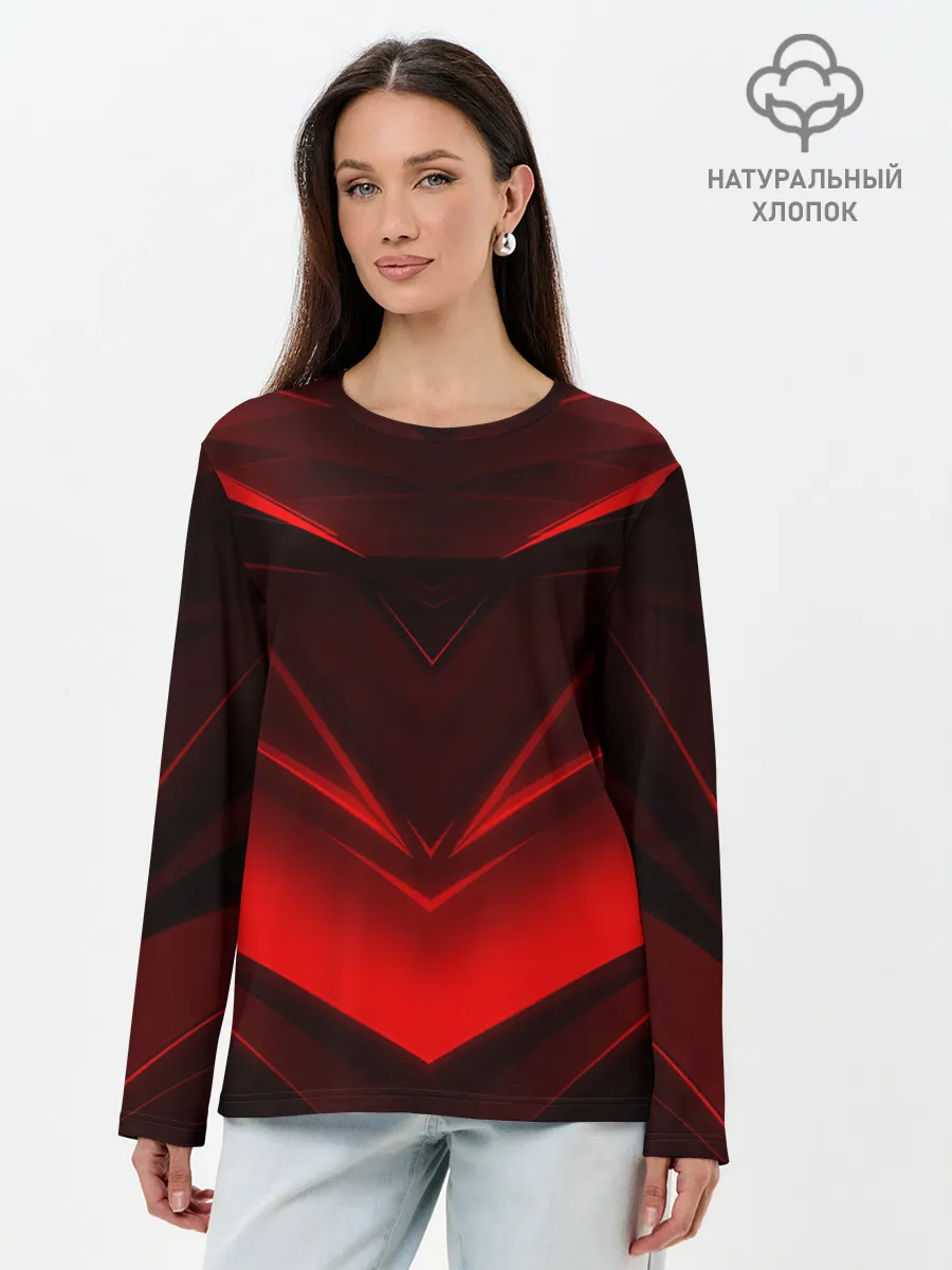 Лонгслив женский. Хлопок / GEOMETRY STRIPES | КРАСНАЯ ГЕОМЕТРИЯ