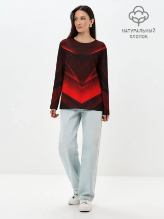 Лонгслив женский. Хлопок / GEOMETRY STRIPES | КРАСНАЯ ГЕОМЕТРИЯ