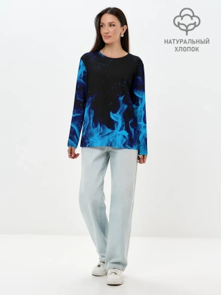 Лонгслив женский. Хлопок / СИНИЙ ОГОНЬ | BLUE FIRE
