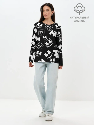 Лонгслив женский. Хлопок / Marshmello ЧБ