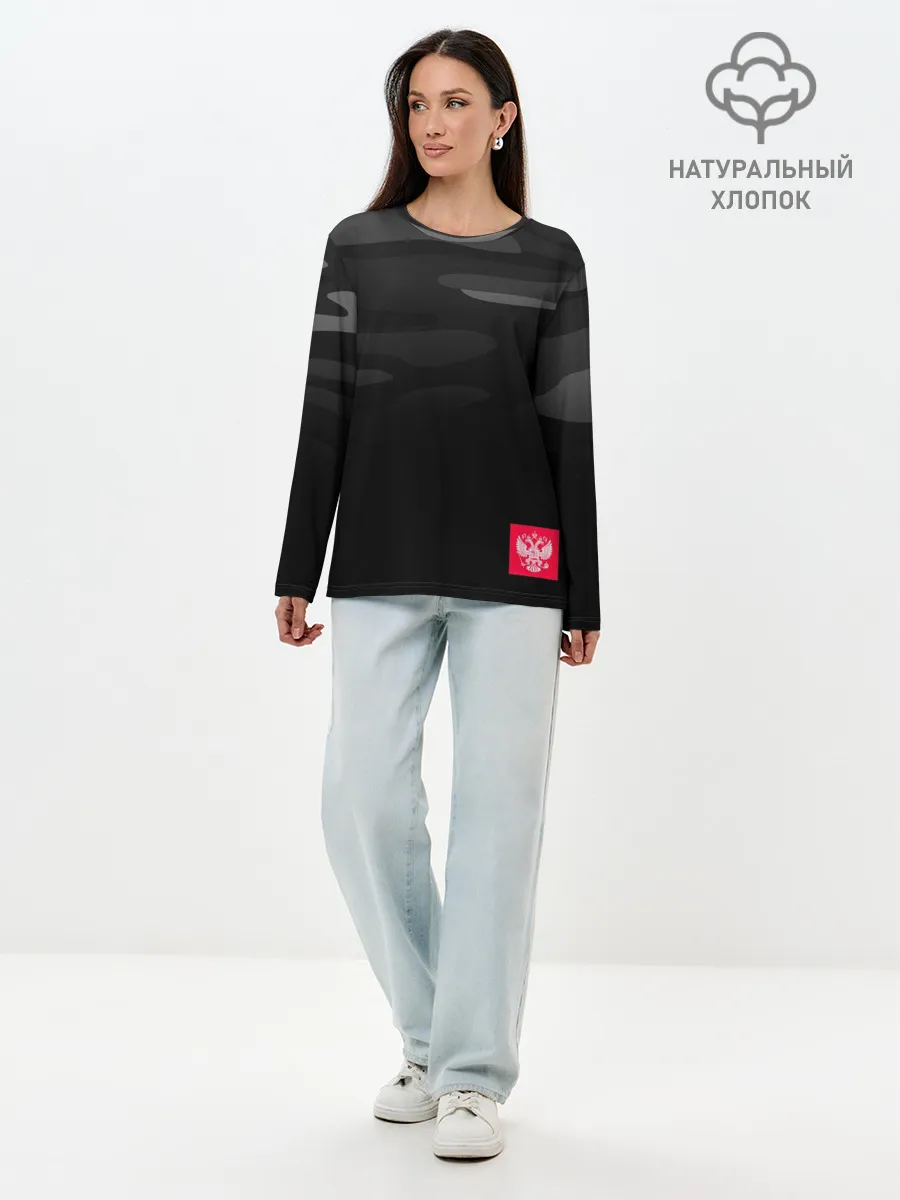 Лонгслив женский. Хлопок / Russia - Инферно