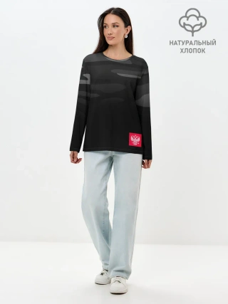 Лонгслив женский. Хлопок / Russia - Инферно