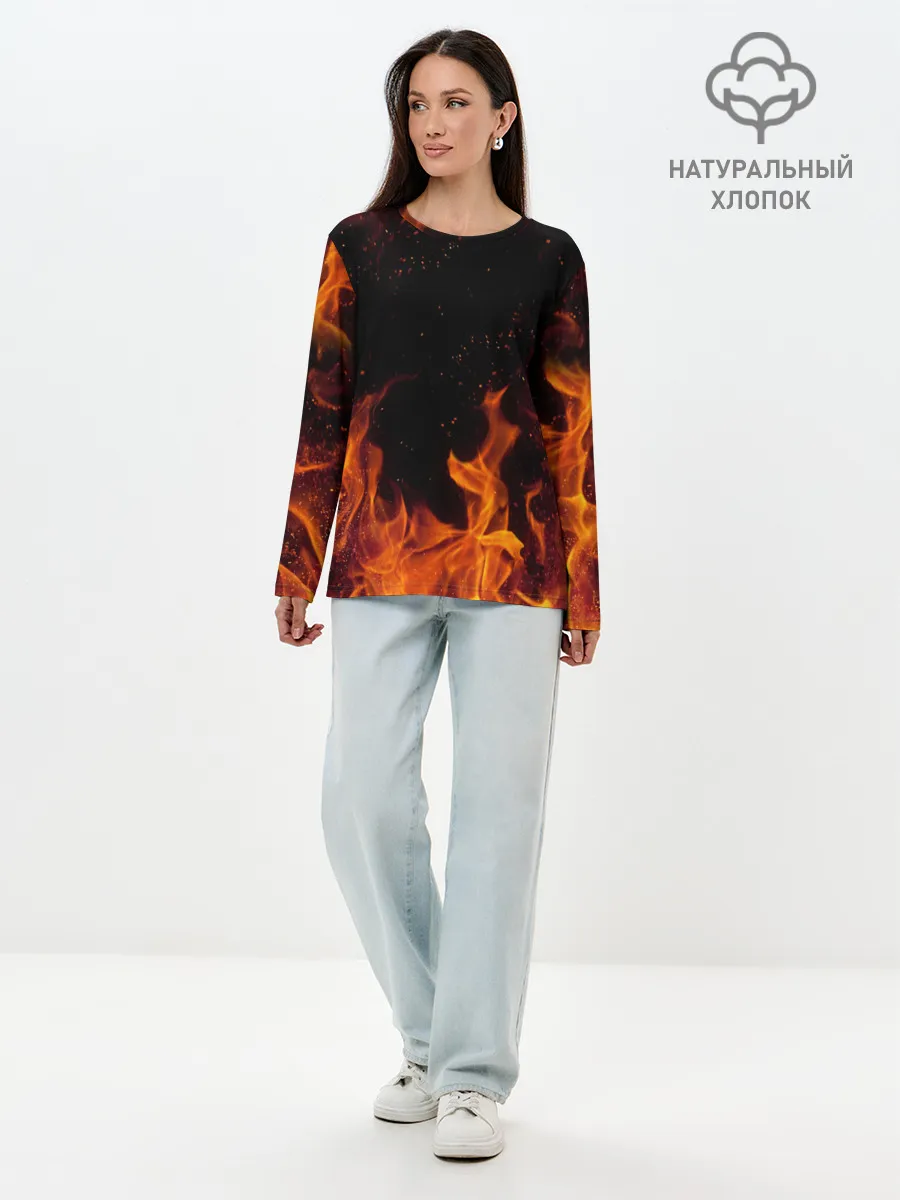 Лонгслив женский. Хлопок / ОГОНЬ | FIRE