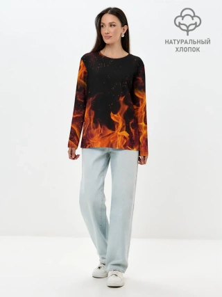 Лонгслив женский. Хлопок / ОГОНЬ | FIRE