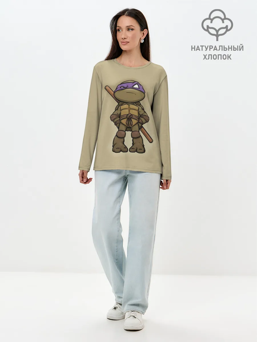 Лонгслив женский. Хлопок / ЧЕРЕПАШКИ - НИНДЗЯ