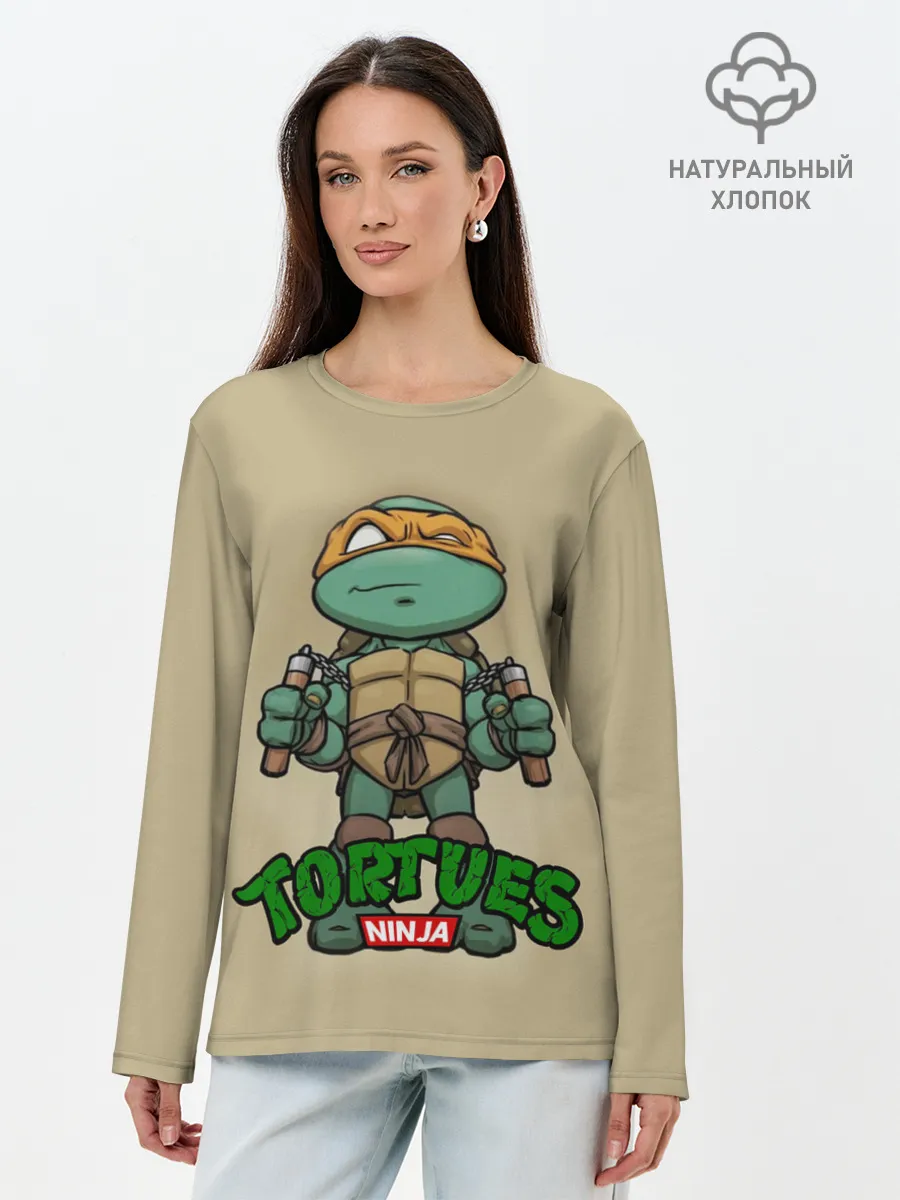 Лонгслив женский. Хлопок / ЧЕРЕПАШКИ - НИНДЗЯ