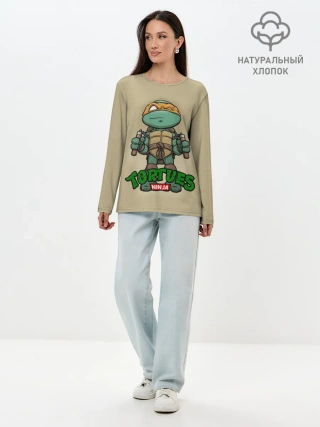 Лонгслив женский. Хлопок / ЧЕРЕПАШКИ - НИНДЗЯ