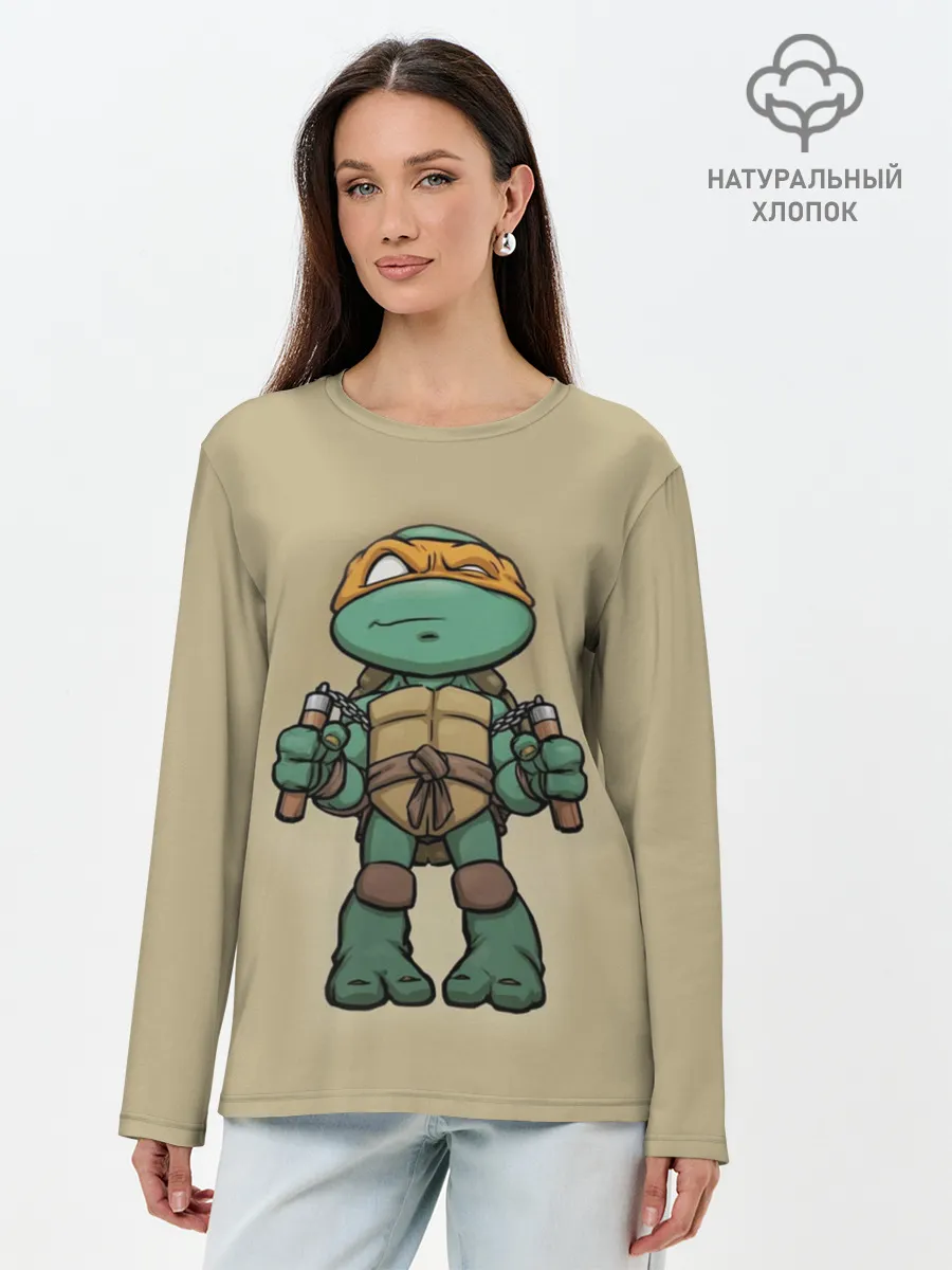 Лонгслив женский. Хлопок / ЧЕРЕПАШКИ - НИНДЗЯ
