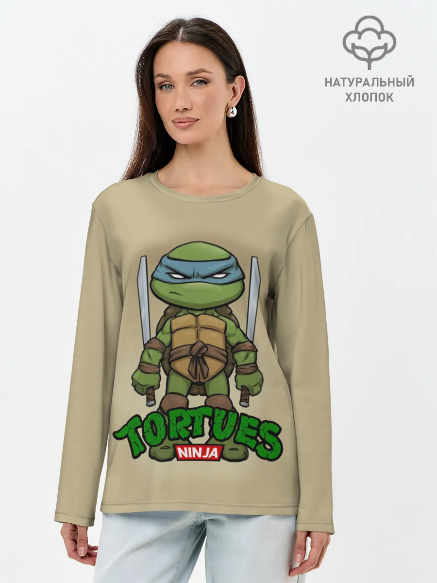 Лонгслив женский. Хлопок / ЧЕРЕПАШКИ - НИНДЗЯ