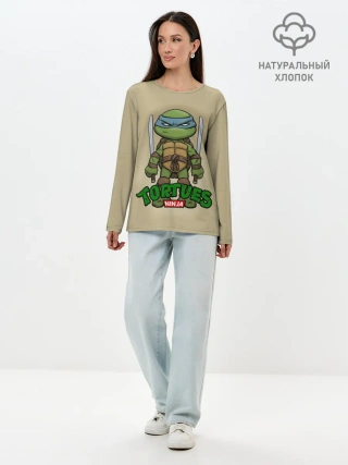 Лонгслив женский. Хлопок / ЧЕРЕПАШКИ - НИНДЗЯ