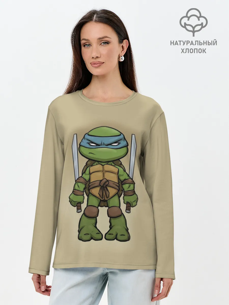 Лонгслив женский. Хлопок / ЧЕРЕПАШКИ - НИНДЗЯ