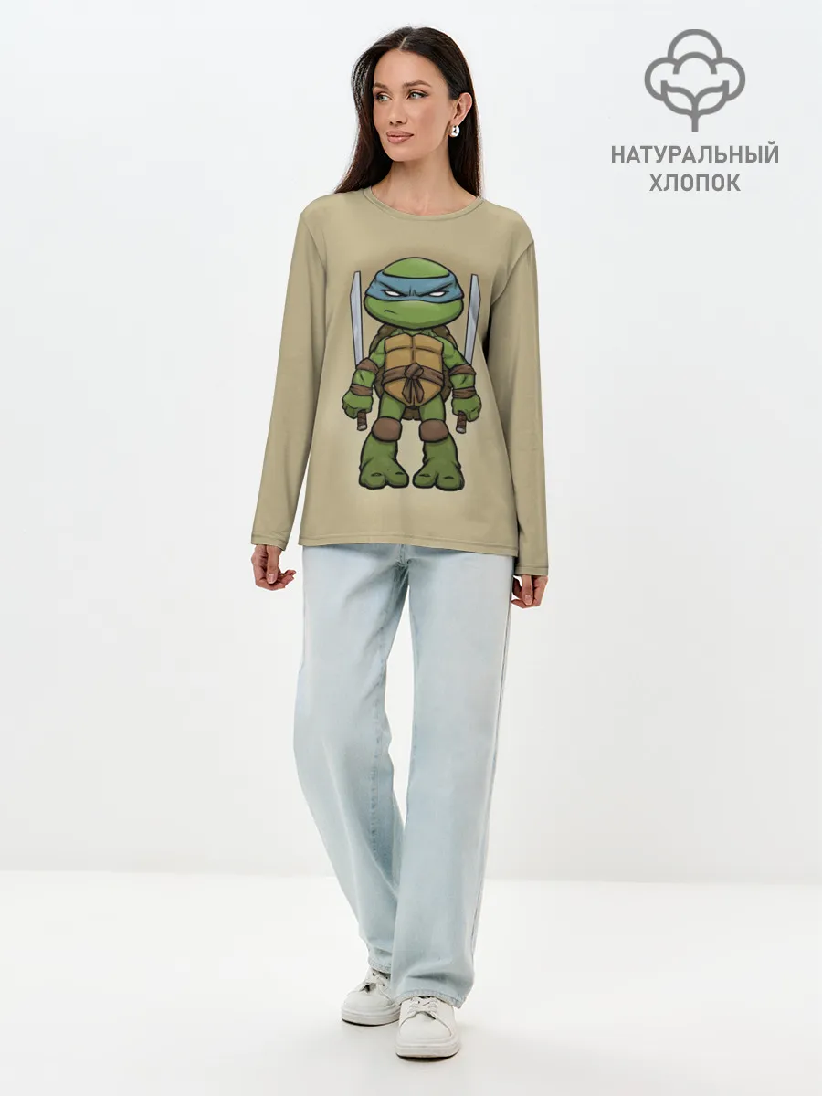 Лонгслив женский. Хлопок / ЧЕРЕПАШКИ - НИНДЗЯ