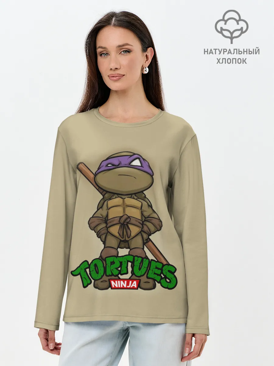 Лонгслив женский. Хлопок / ЧЕРЕПАШКИ - НИНДЗЯ