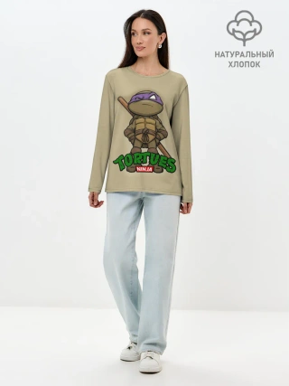 Лонгслив женский. Хлопок / ЧЕРЕПАШКИ - НИНДЗЯ