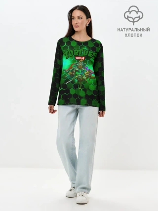 Лонгслив женский. Хлопок / ЧЕРЕПАШКИ - НИНДЗЯ