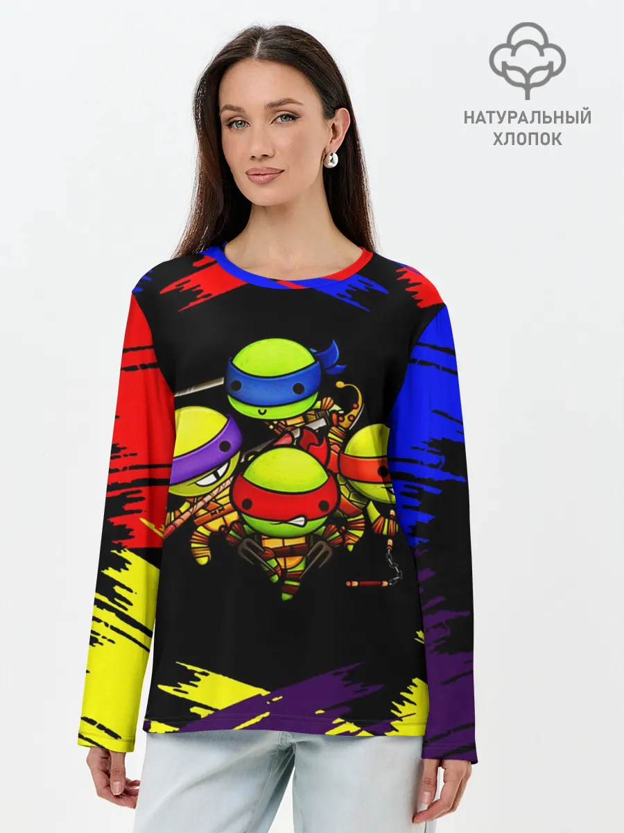 Лонгслив женский. Хлопок / Ниндзя Супер Черепашки