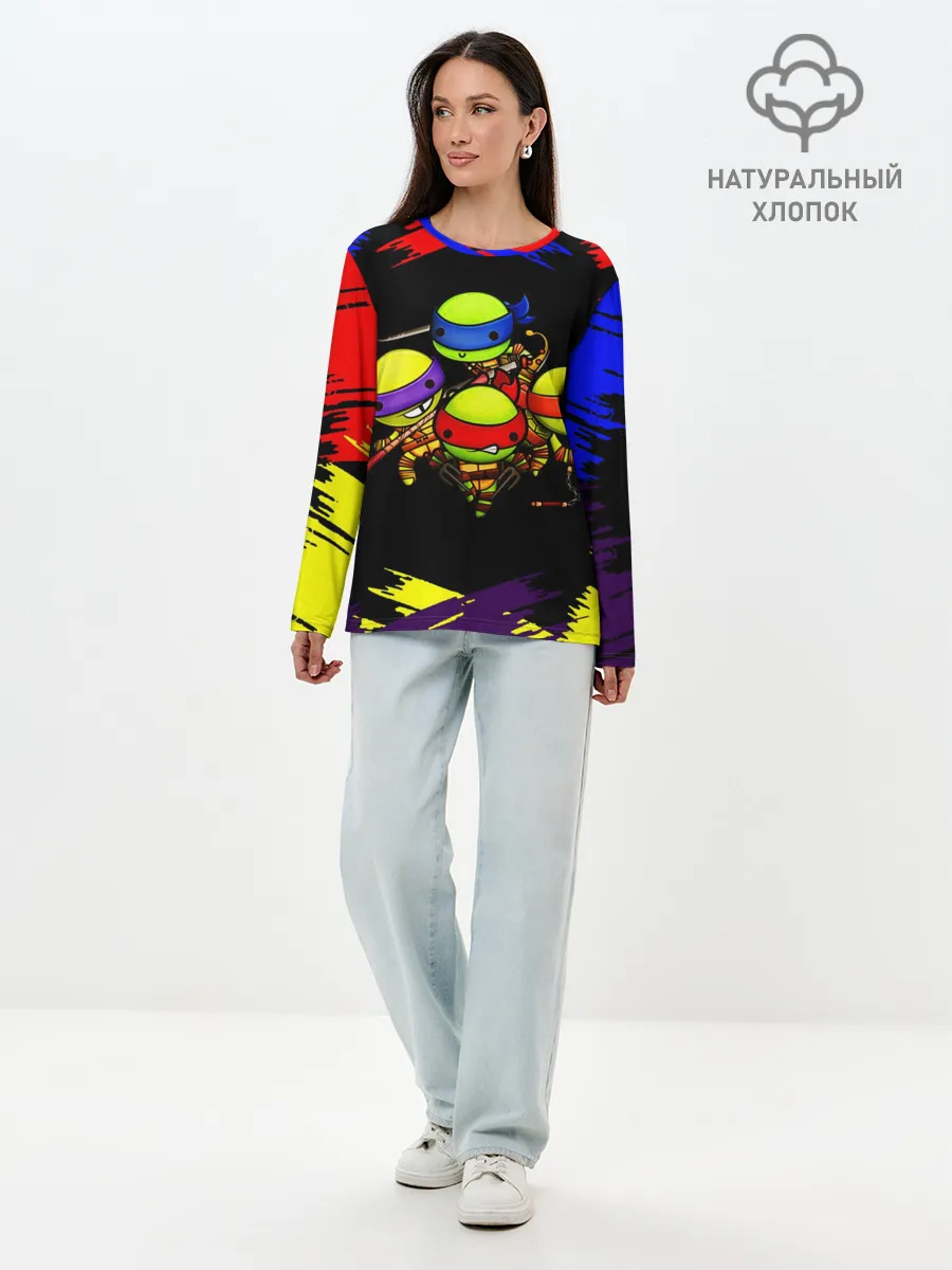 Лонгслив женский. Хлопок / Ниндзя Супер Черепашки