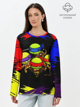 Лонгслив женский. Хлопок / Ниндзя Супер Черепашки