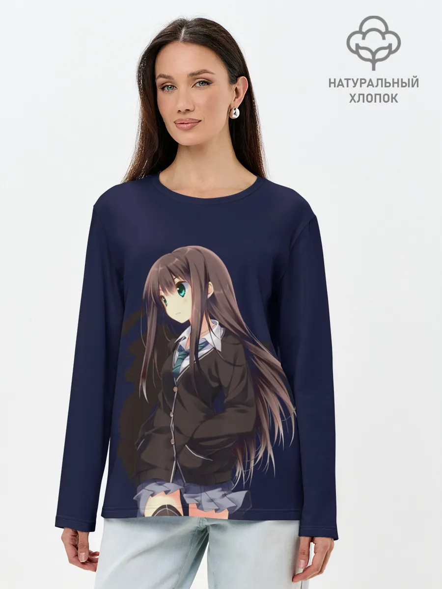 Лонгслив женский. Хлопок / Школьная Тян