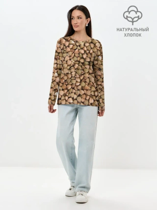 Лонгслив женский. Хлопок / Гречка Греча