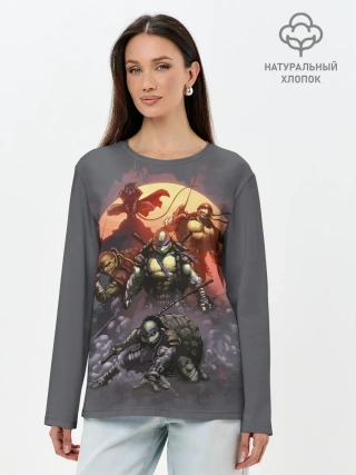 Лонгслив женский. Хлопок / Черепашки-ниндзя