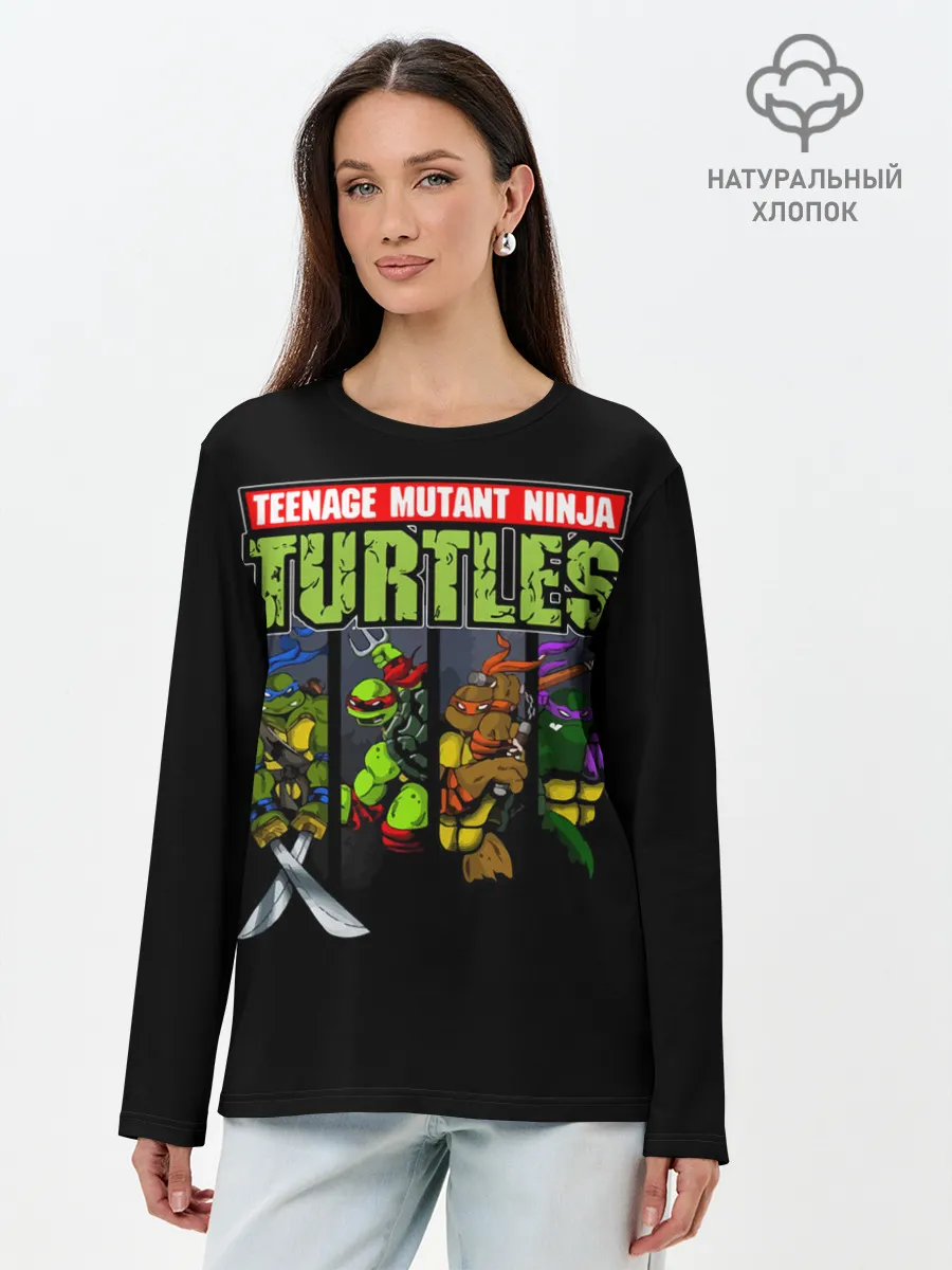 Лонгслив женский. Хлопок / Черепашки-ниндзя