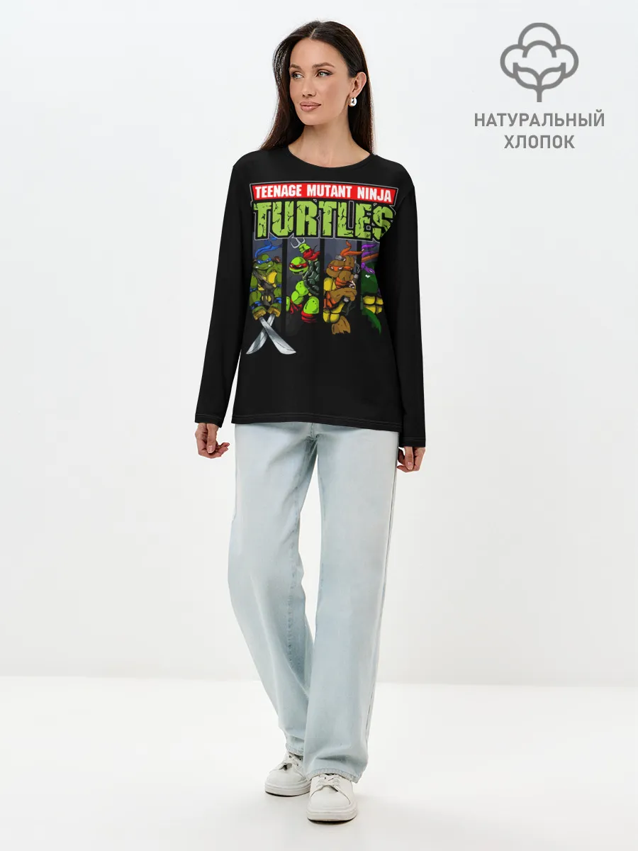 Лонгслив женский. Хлопок / Черепашки-ниндзя
