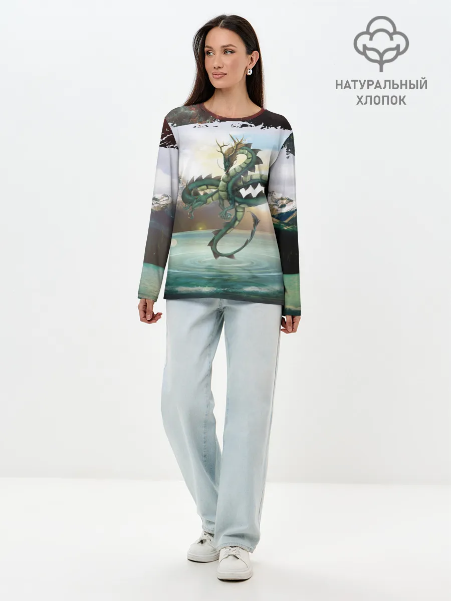 Лонгслив женский. Хлопок / Дракон | Dragon