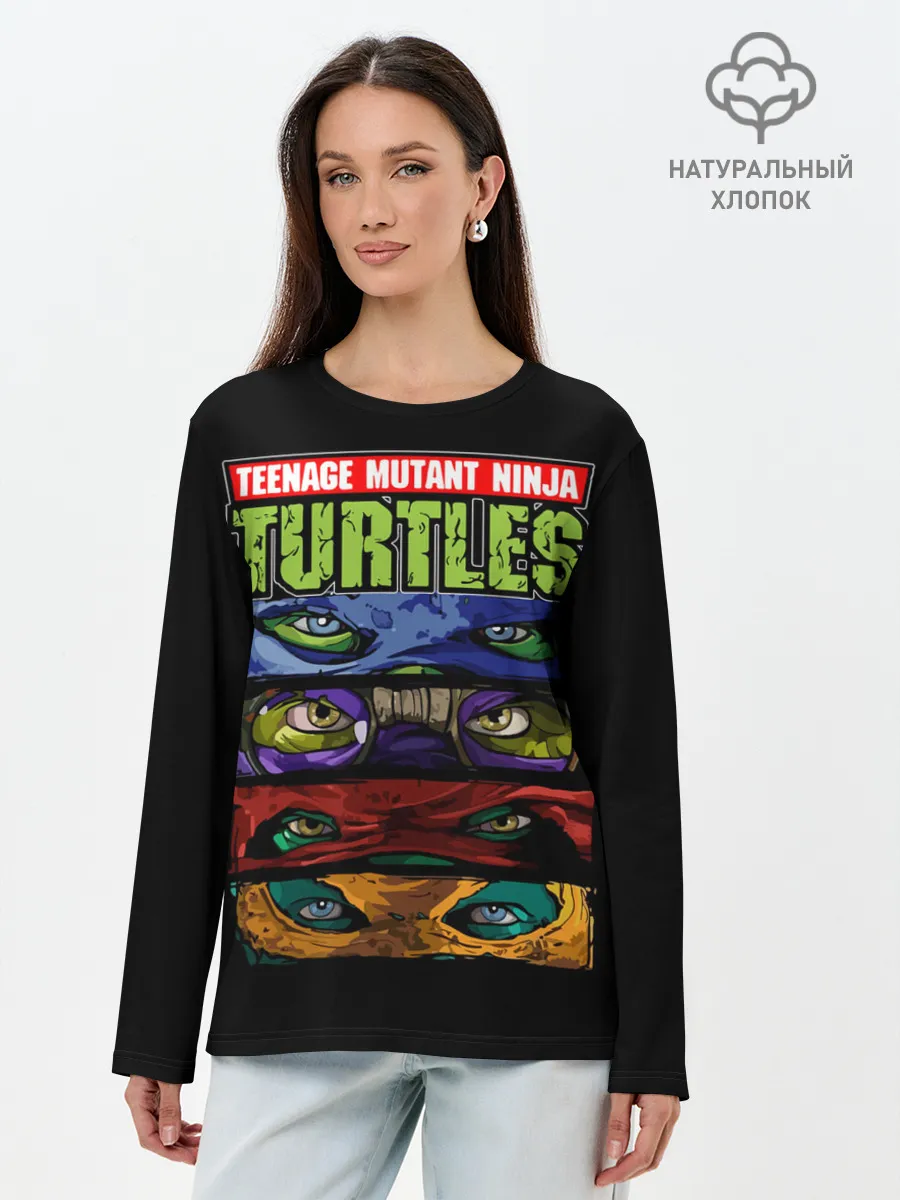 Лонгслив женский. Хлопок / Черепашки ниндзя