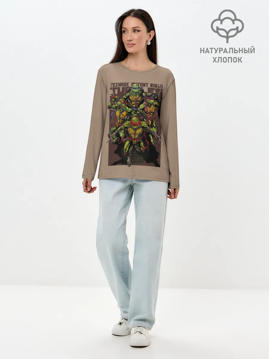 Лонгслив женский. Хлопок / Черепашки-ниндзя